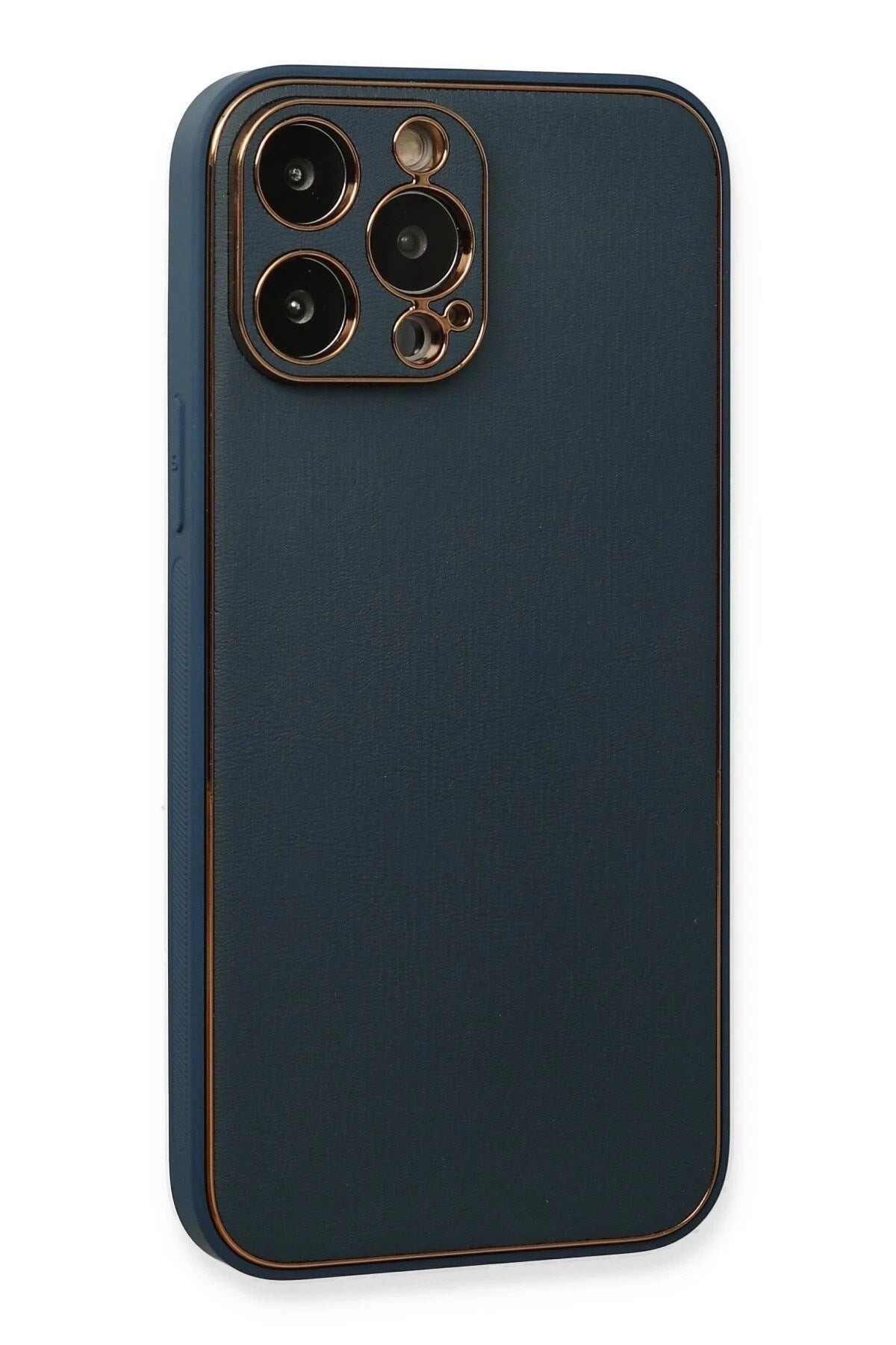 Mey İthalat® iPhone 13 Pro Kılıf Coco Deri Silikon Kapak - Mavi