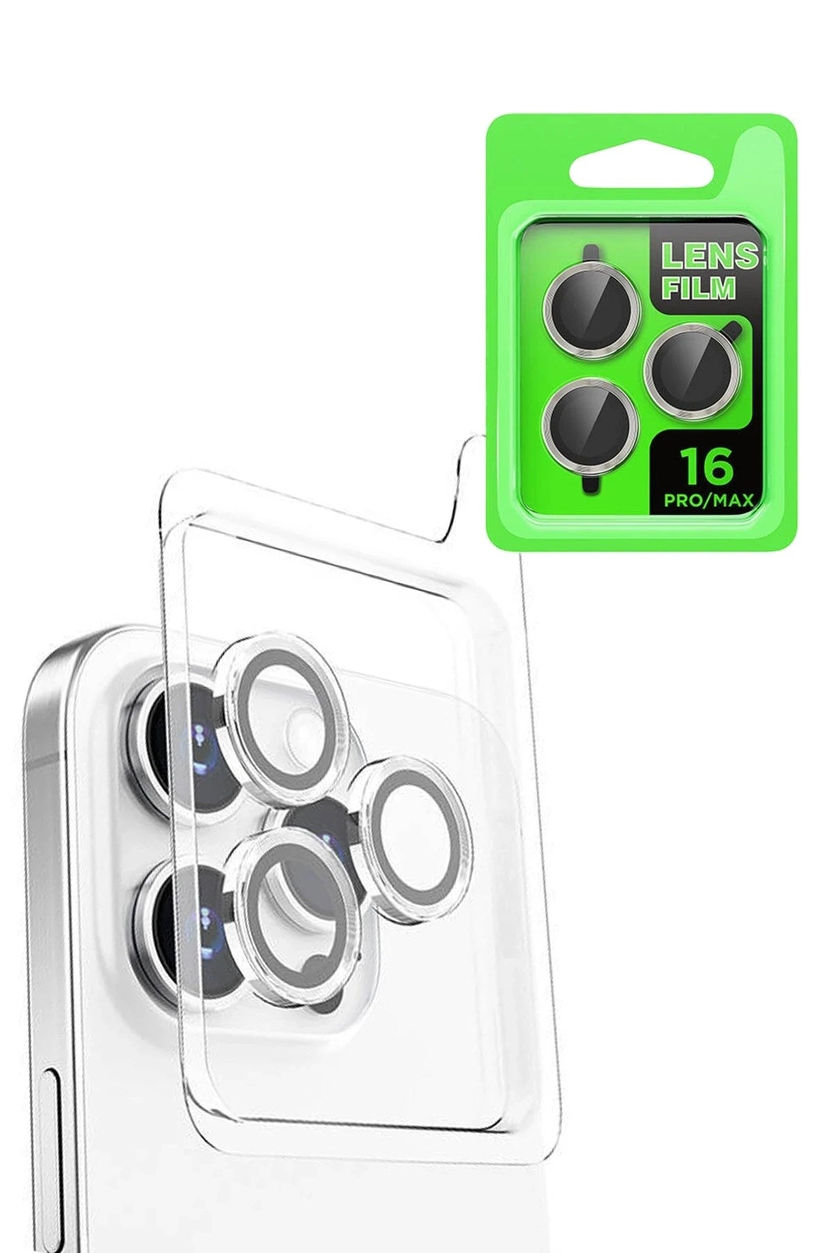 Mey İthalat® iPhone 16 Pro Max Raze Metal Kamera Lens - Beyaz