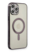 Mey İthalat® iPhone 12 Pro Kılıf Magneticsafe Lazer Silikon - Siyah