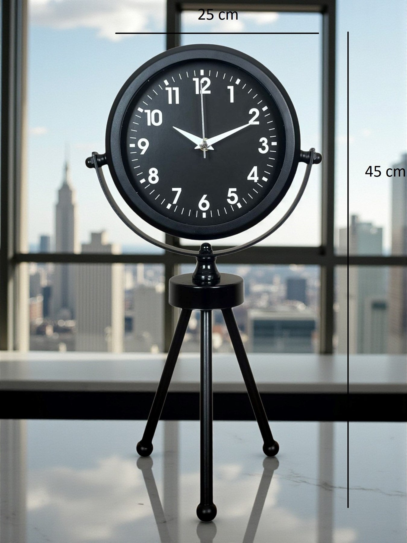 Black Luxury Modern Üç Ayaklı Metal Masa Saati