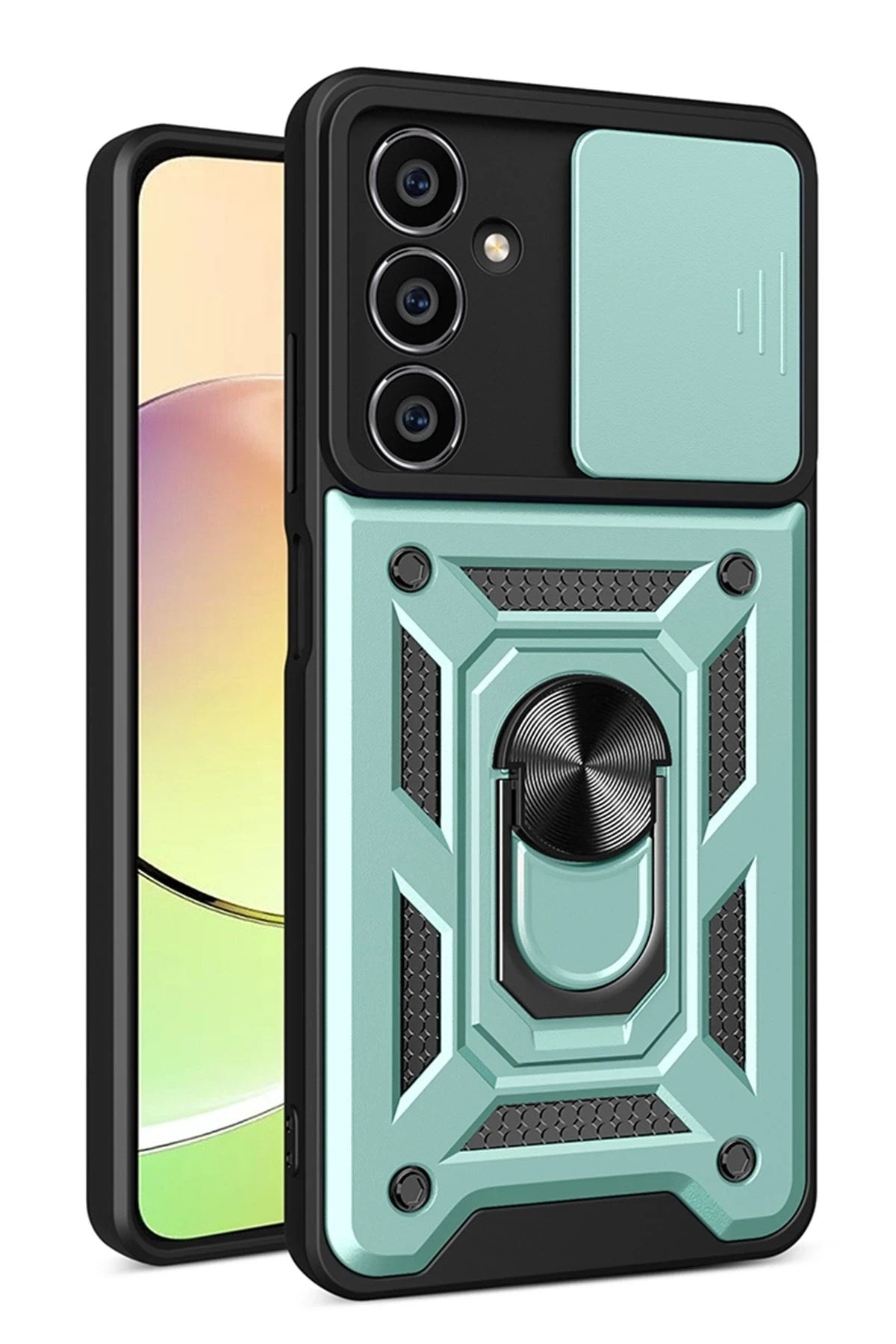 Mey İthalat® Samsung Galaxy A05S Kılıf Pars Lens Yüzüklü Silikon - Yeşil