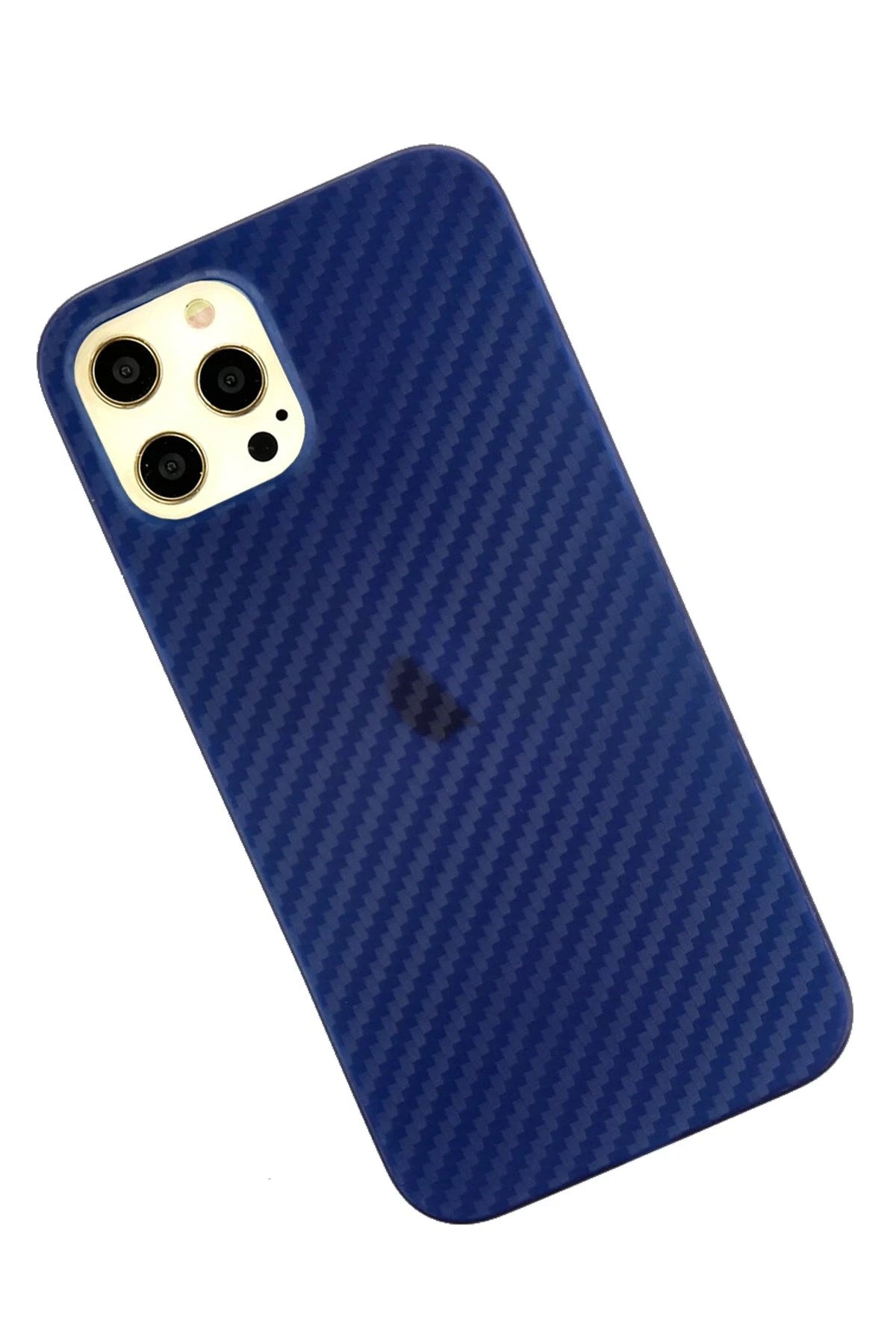 Mey İthalat® iPhone 12 Pro Max Kılıf Karbon PP Silikon - Mavi