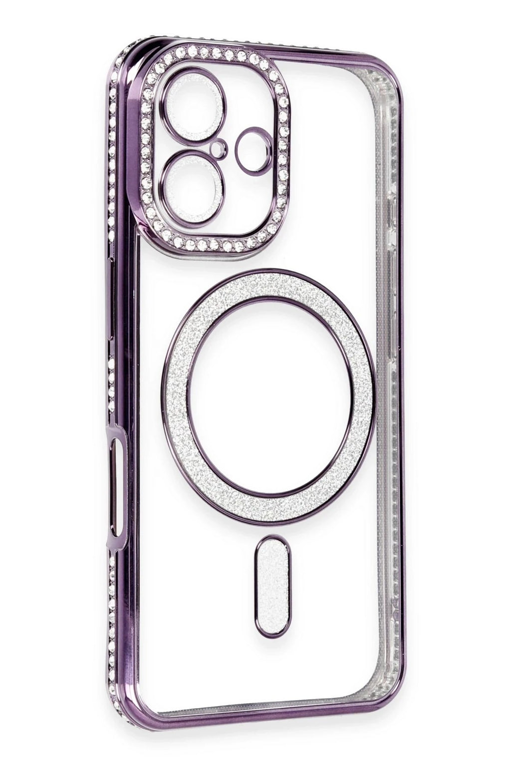 Mey İthalat® iPhone 16 Kılıf Joke Simli Magneticsafe Kılıf - Derin Mor