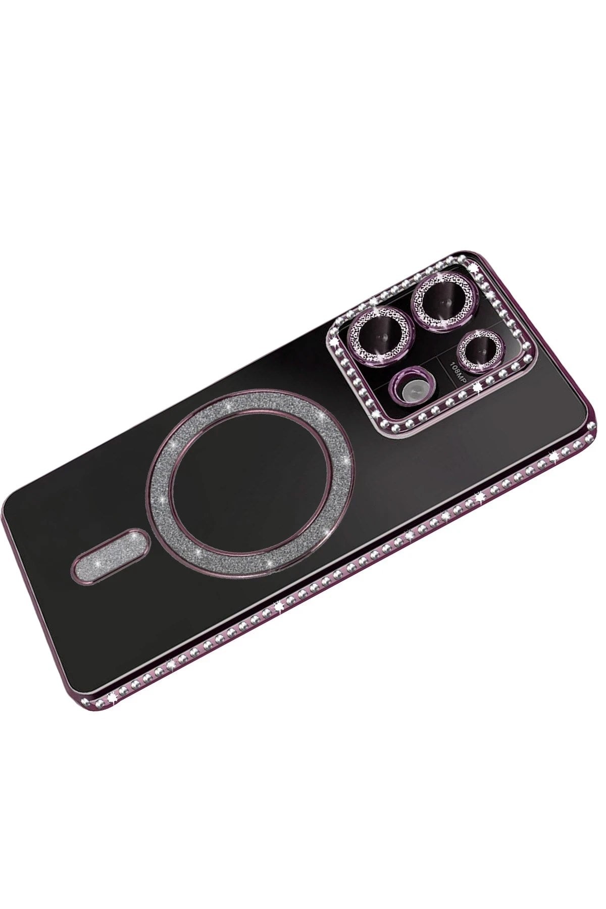 Mey İthalat® Redmi 13C Joke Simli Magneticsafe Kılıf - Pembe