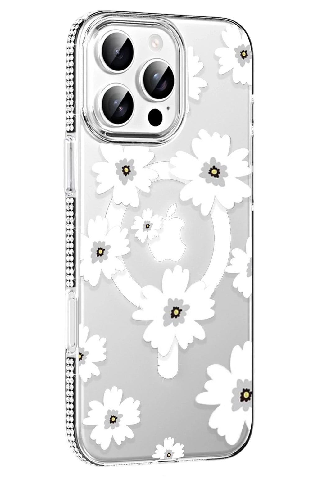 Mey İthalat® iPhone 16 Pro Max Floral Magsafe Kapak - Beyaz