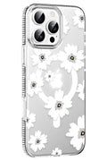 Mey İthalat® iPhone 16 Pro Max Floral Magsafe Kapak - Beyaz