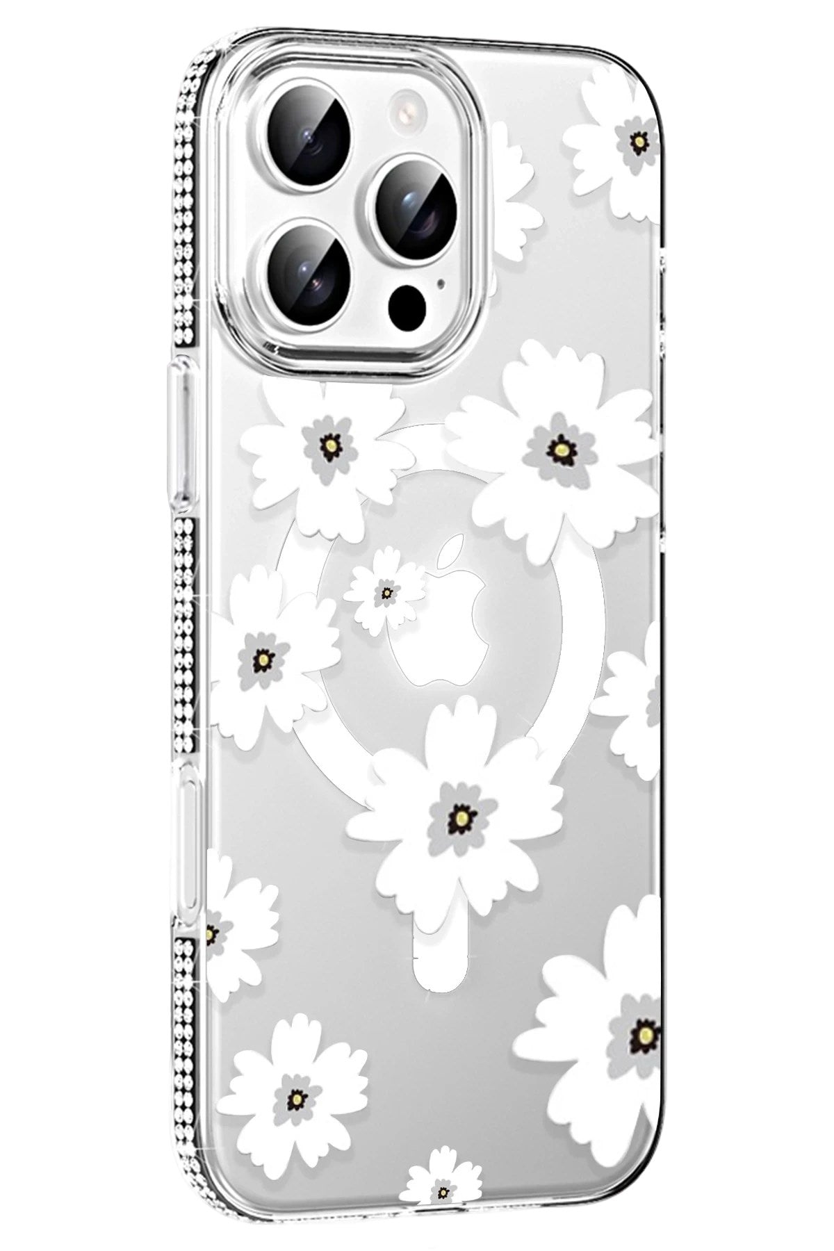 Mey İthalat® iPhone 16 Pro Max Floral Magsafe Kapak - Beyaz