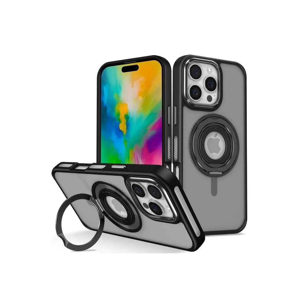 Mey İthalat® iPhone 16 Pro Max Banza Magsafe Standlı Kapak - Siyah