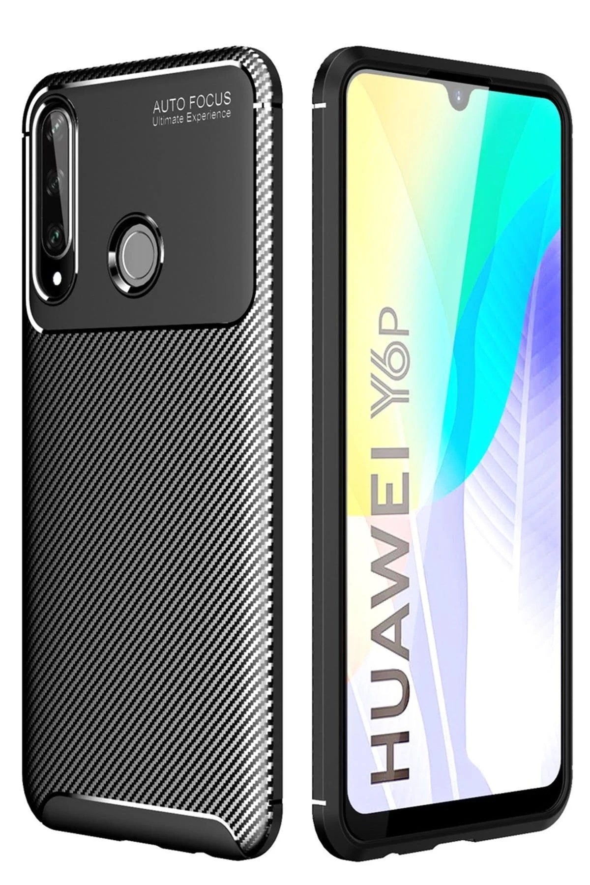 Mey İthalat® Huawei Y6P Kılıf Auto Focus Karbon Kapak - Siyah