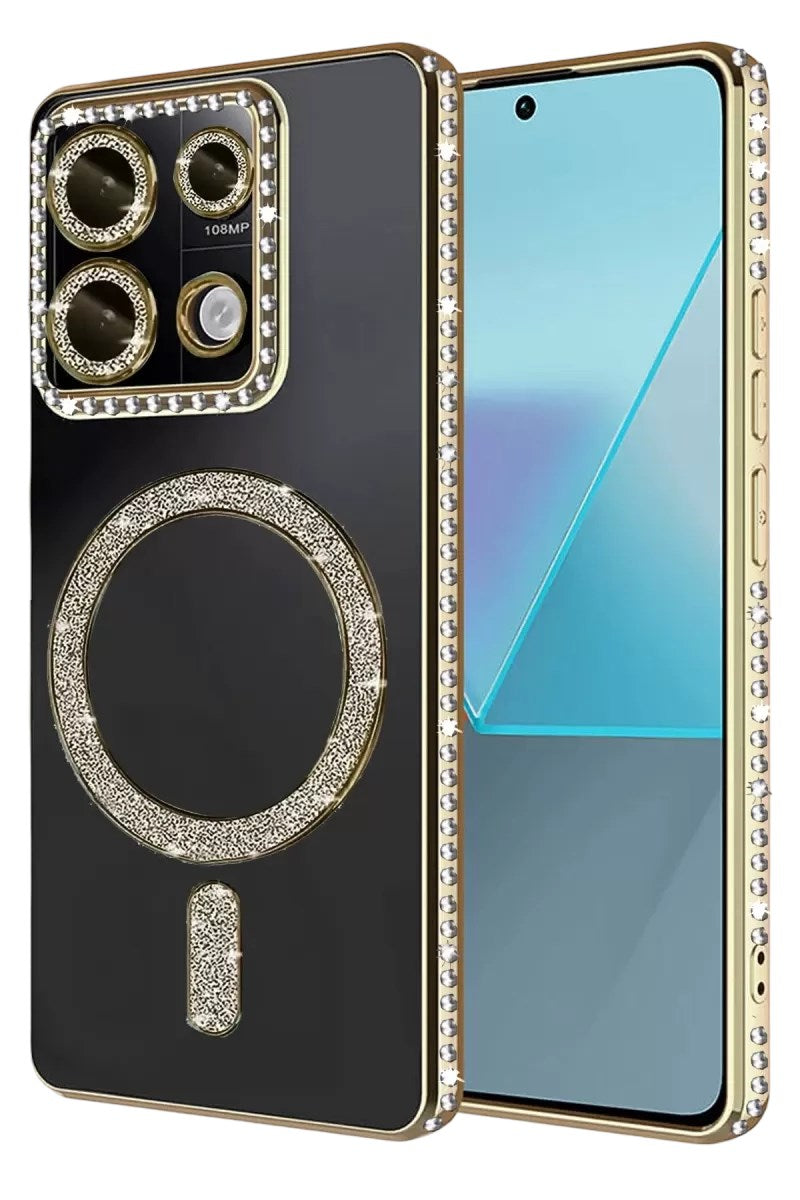 Mey İthalat® Redmi Note 13 Pro 4G Joke Simli Magneticsafe Kılıf - Gold