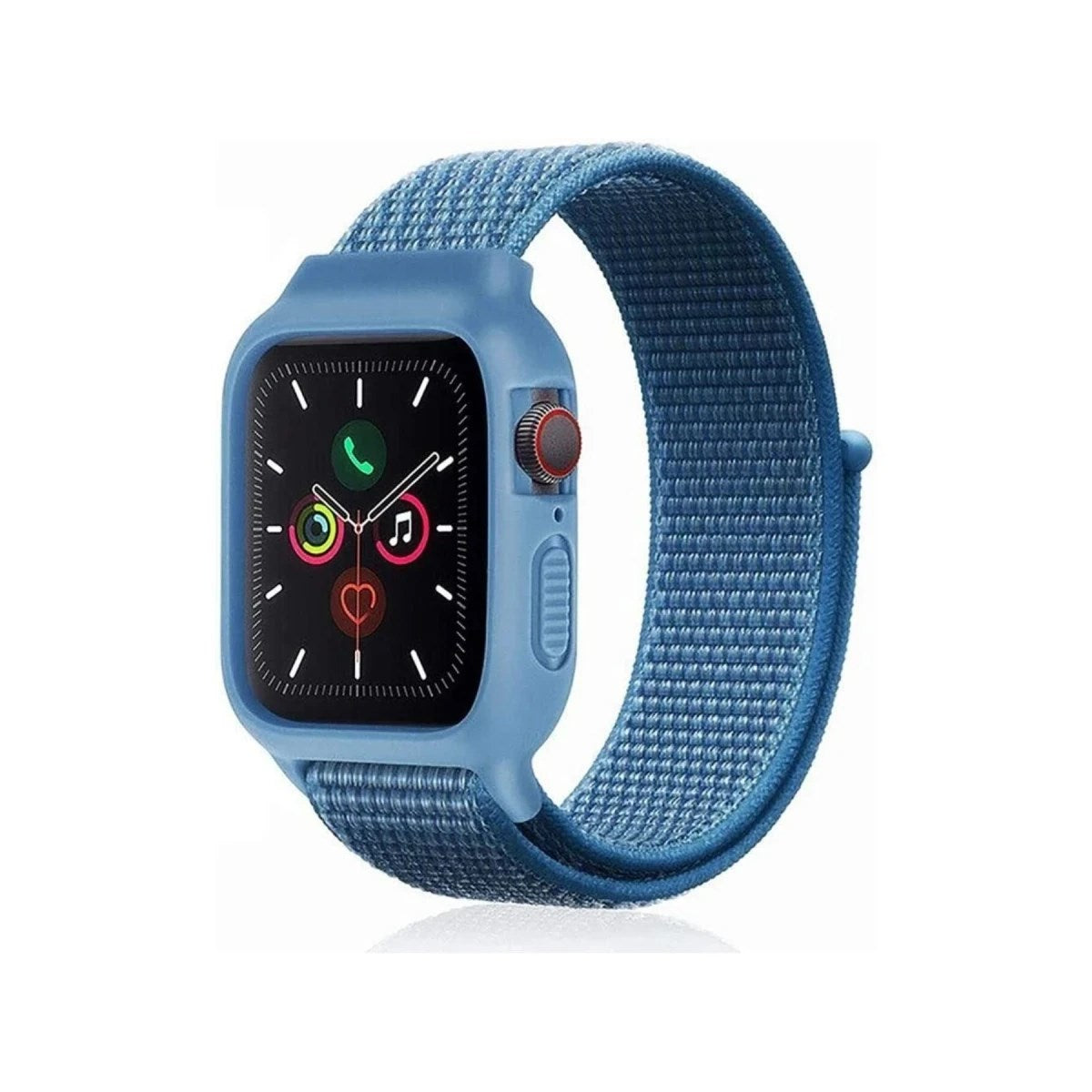 Mey İthalat® Watch 38mm Hasırlı Cırtcırtlı Kasalı Kordon - Mavi