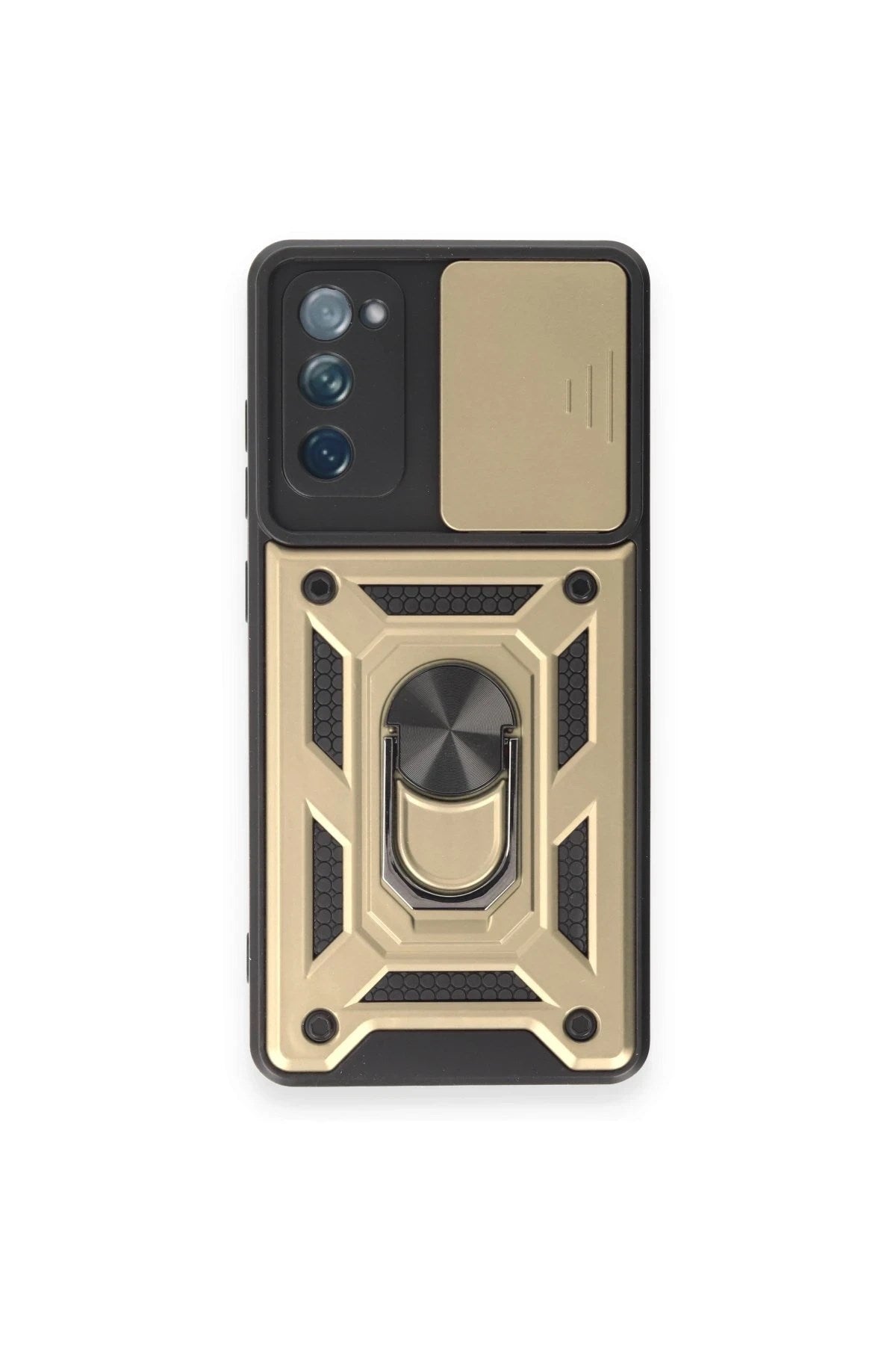 Mey İthalat® Samsung Galaxy S20 FE Kılıf Pars Lens Yüzüklü Silikon - Gold