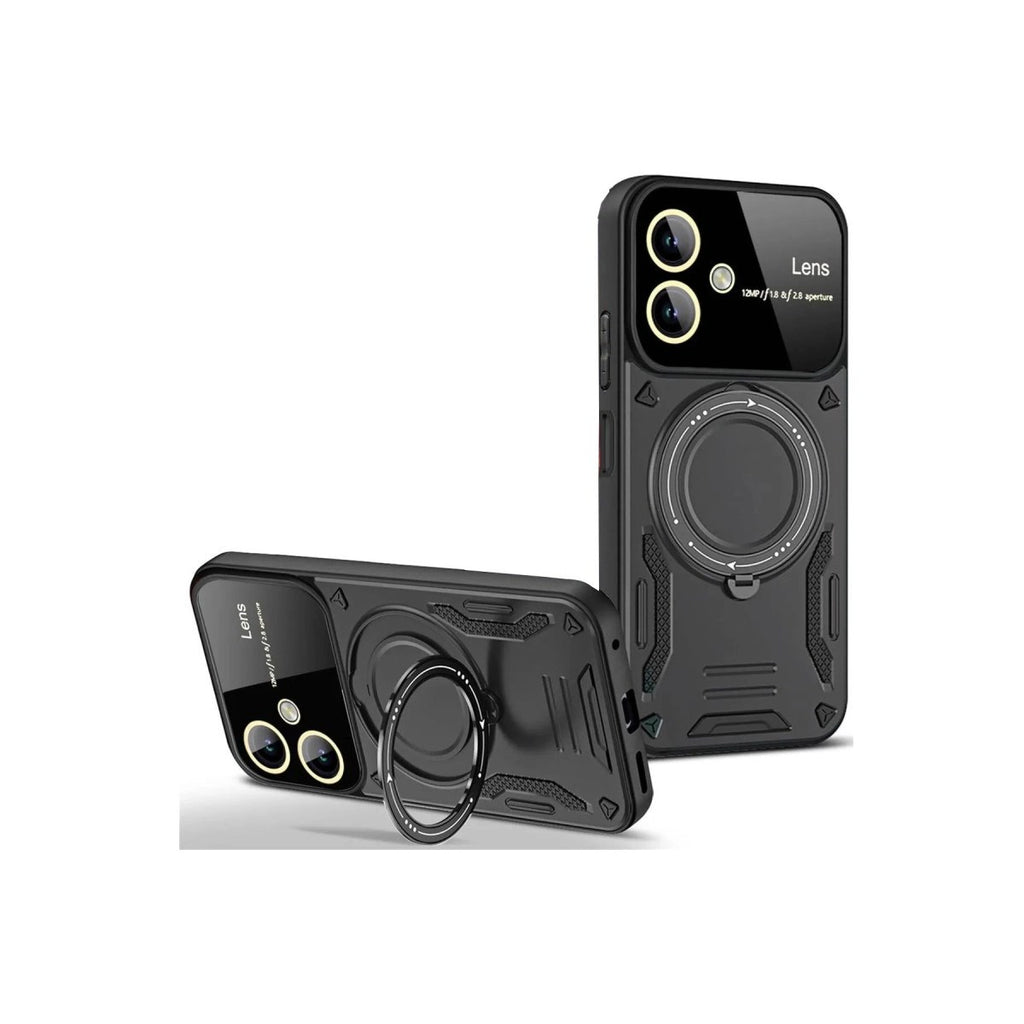 Mey İthalat® Samsung Galaxy A06 Kılıf Joy Lens Standlı Kapak - Siyah