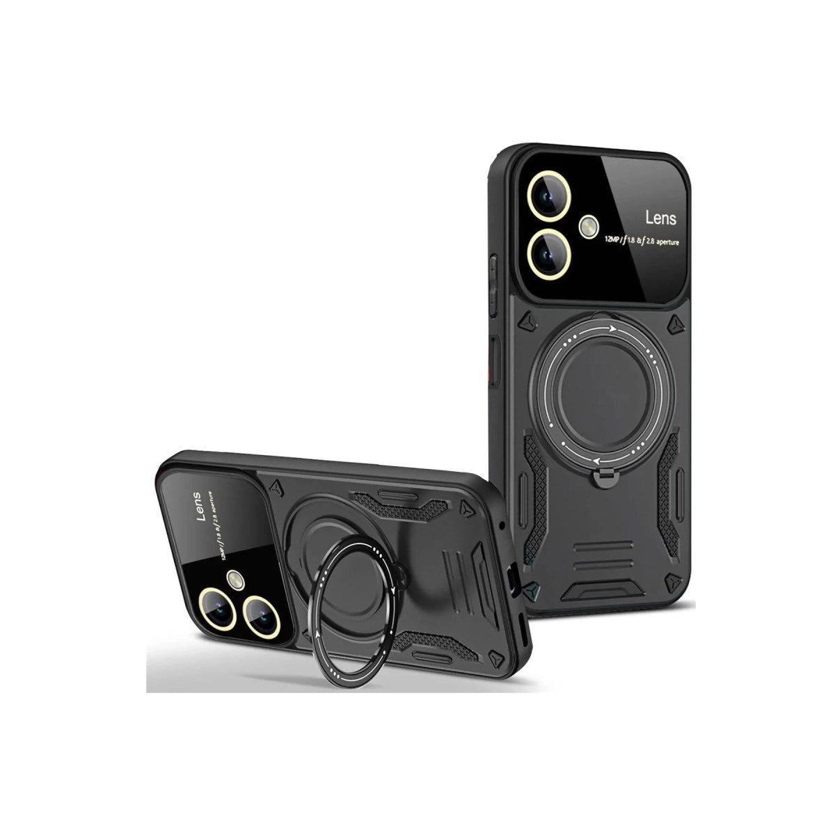 Mey İthalat® Samsung Galaxy A06 Kılıf Joy Lens Standlı Kapak - Siyah