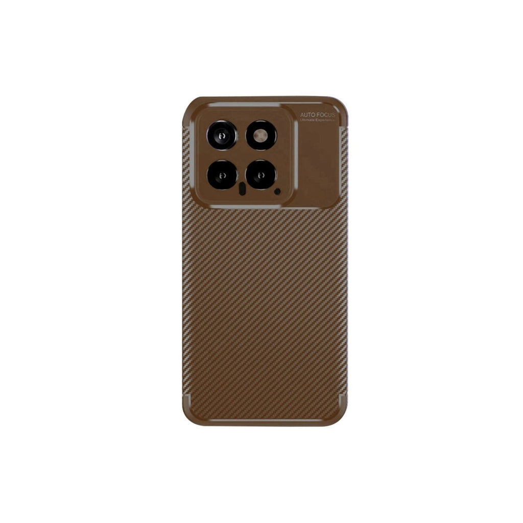 Mey İthalat® Mi 14T Kılıf Auto Focus Karbon Kapak - Kahverengi