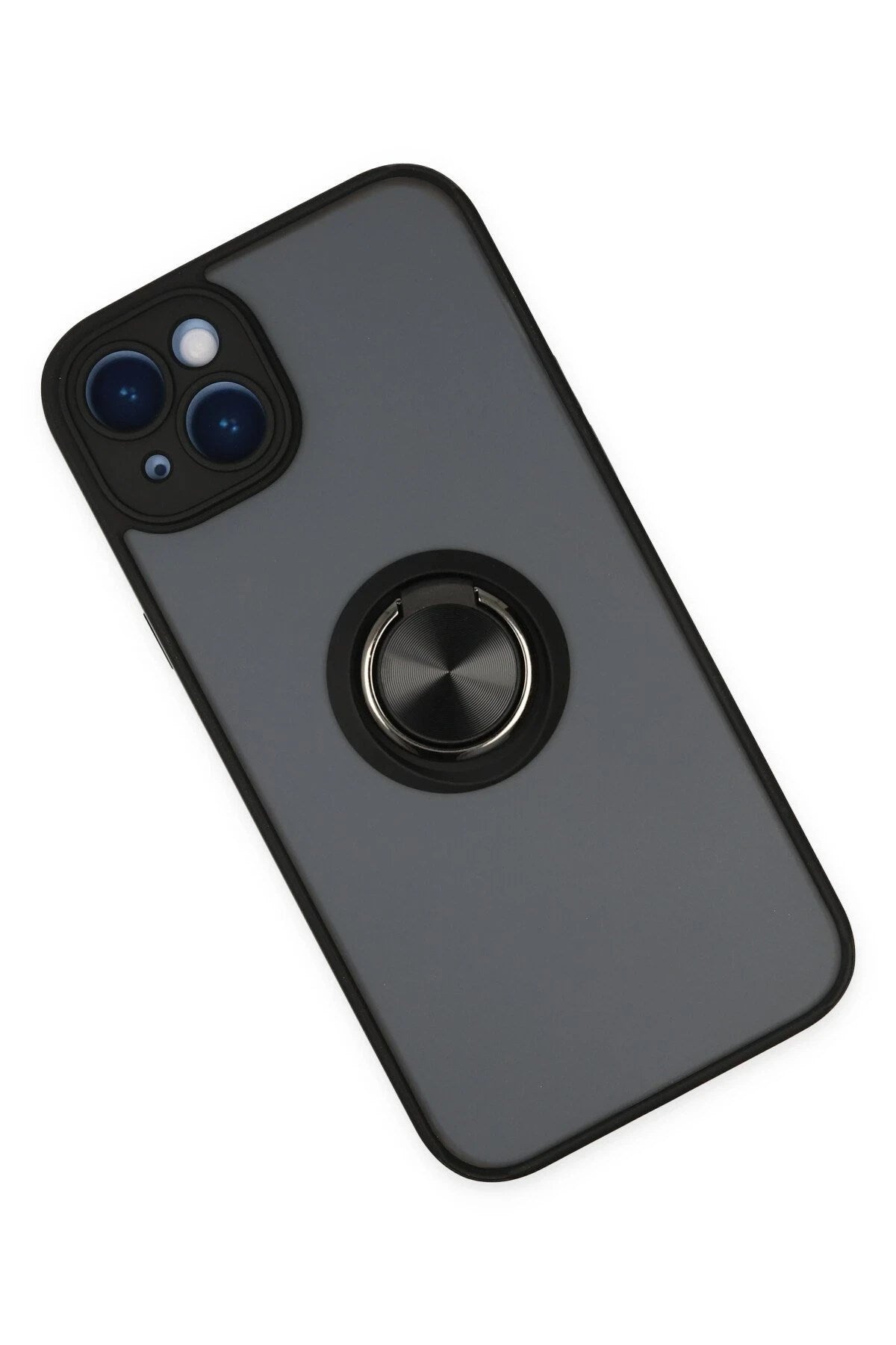 Mey İthalat® iPhone 14 Kılıf Montreal Yüzüklü Silikon Kapak - Siyah