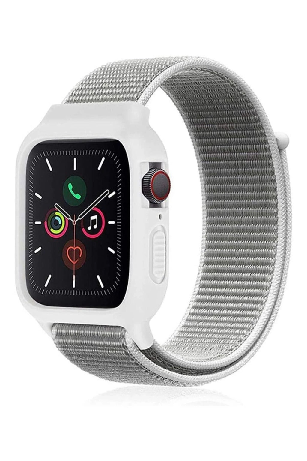 Mey İthalat® Watch 38mm Hasırlı Cırtcırtlı Kasalı Kordon - Beyaz
