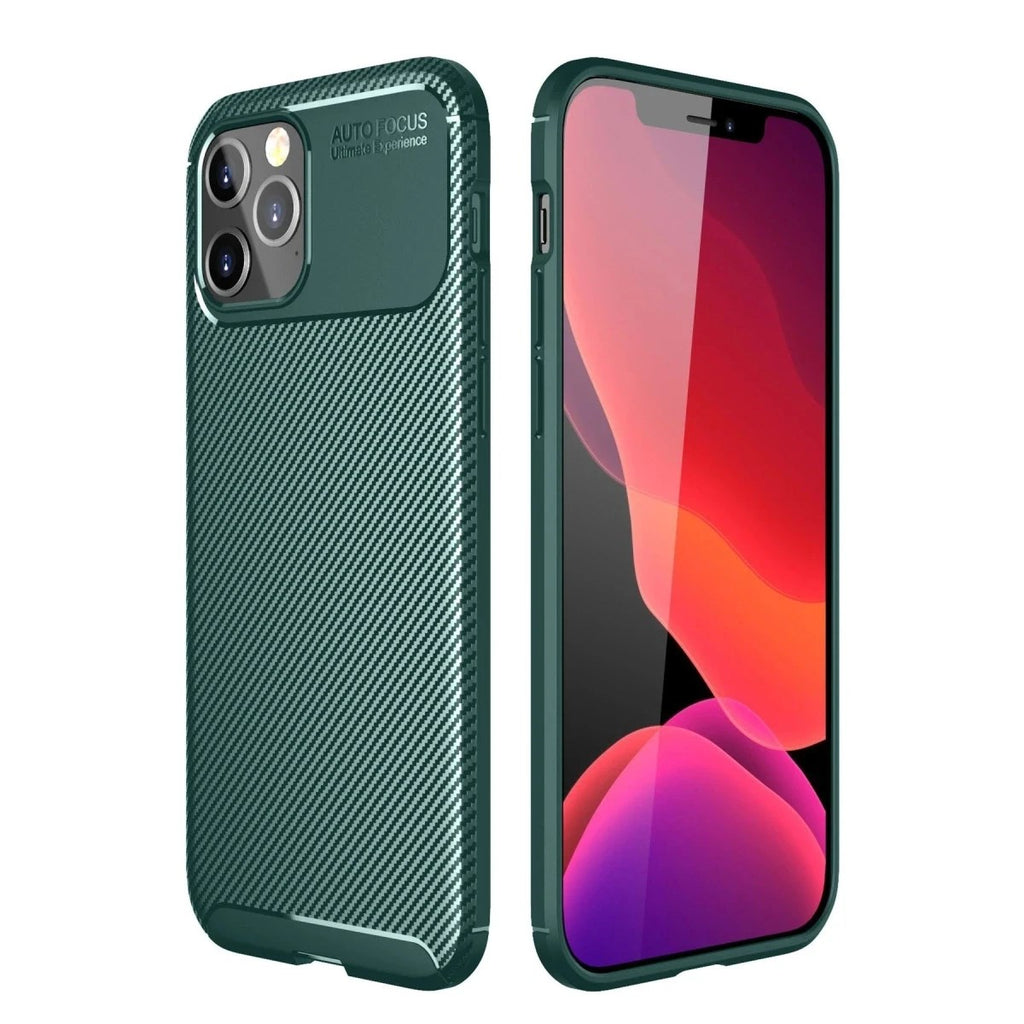 Mey İthalat® iPhone 11 Pro Kılıf Auto Focus Karbon Kapak - Yeşil