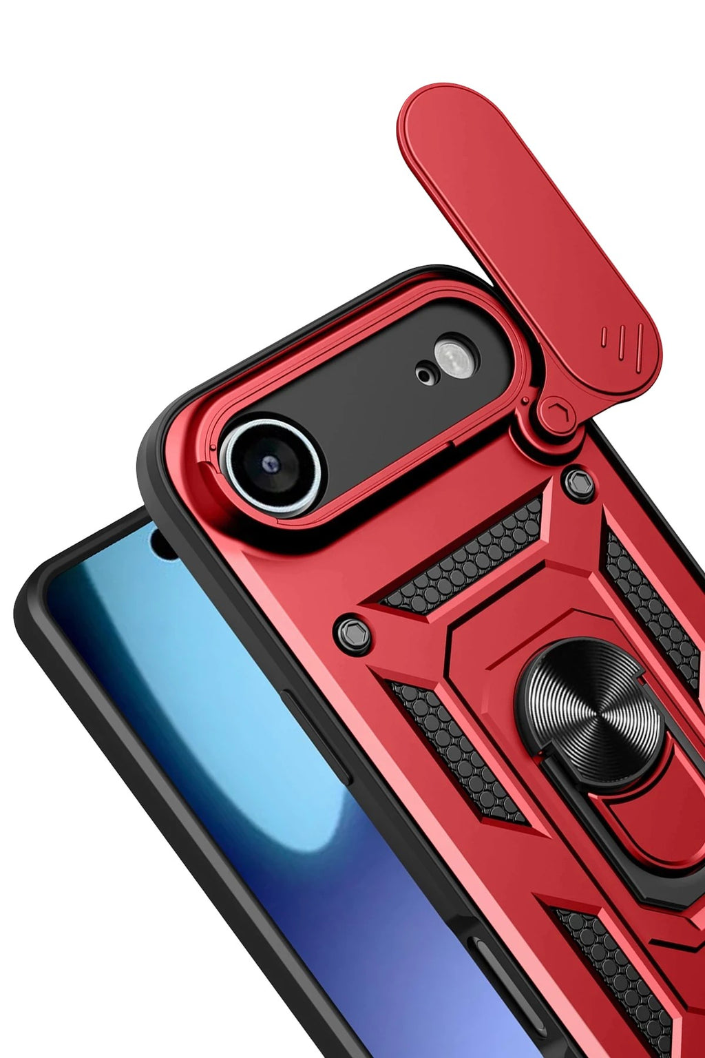 Mey İthalat® iPhone 17 Air Pars Lens Yüzüklü Silikon - Kırmızı