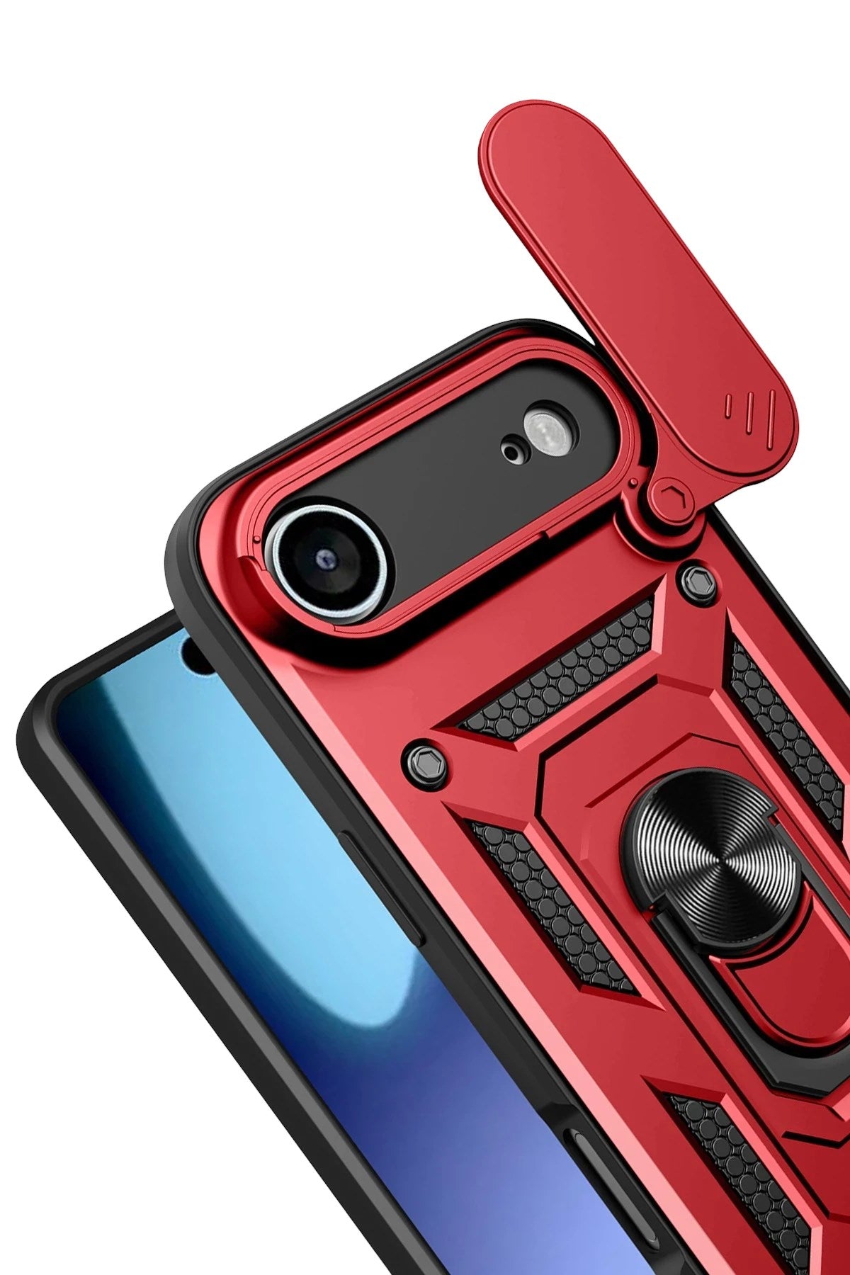 Mey İthalat® iPhone 17 Air Pars Lens Yüzüklü Silikon - Kırmızı