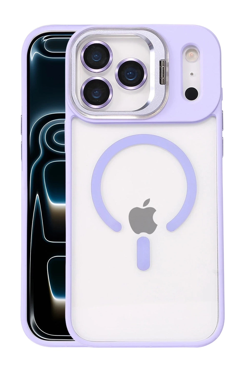 Mey İthalat® iPhone 17 Pro Remim Lensli Magsafe Standlı Kapak - Lila