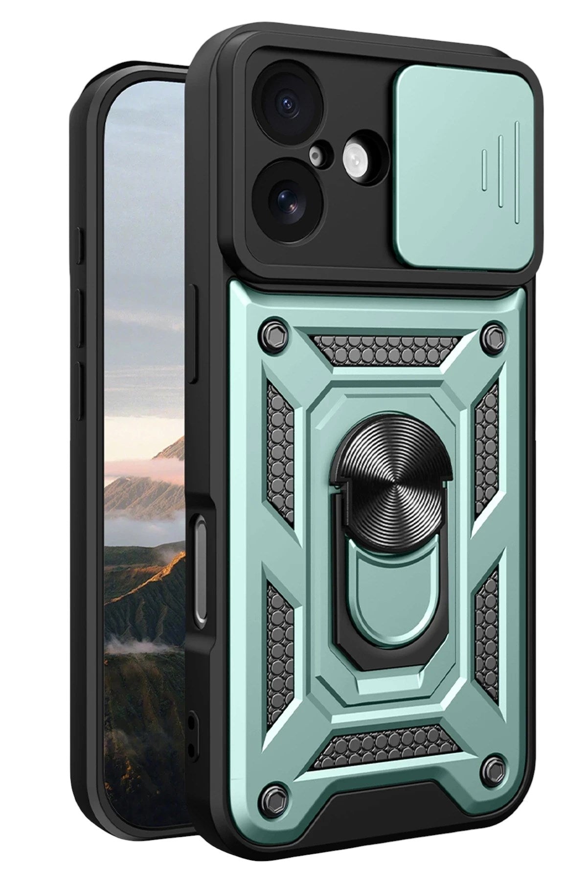 Mey İthalat® iPhone 17 Pars Lens Yüzüklü Silikon - Yeşil