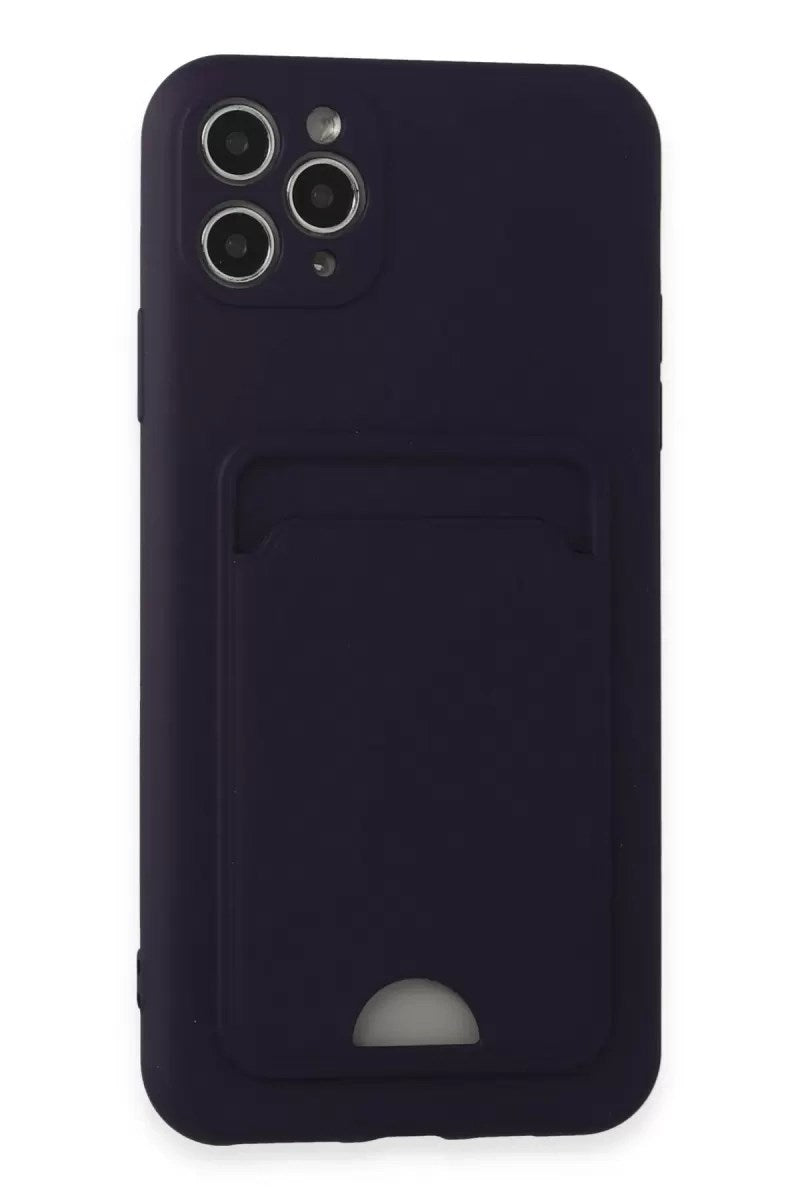 Mey İthalat® iPhone 11 Pro Max Kılıf Kelvin Kartvizitli Silikon - Derin Mor