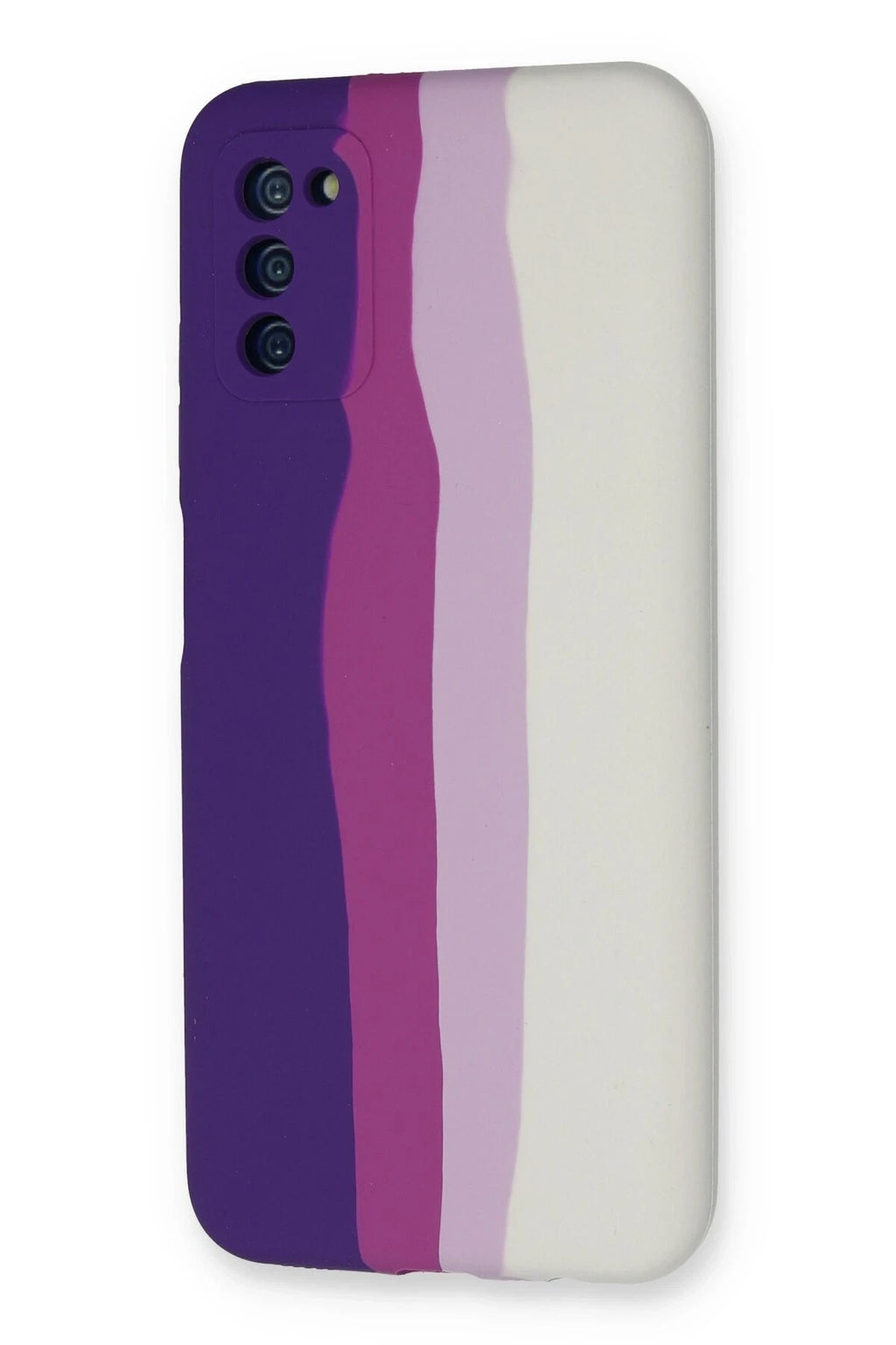 Mey İthalat® Samsung Galaxy A03S Kılıf Ebruli Lansman Silikon - Mor-Beyaz