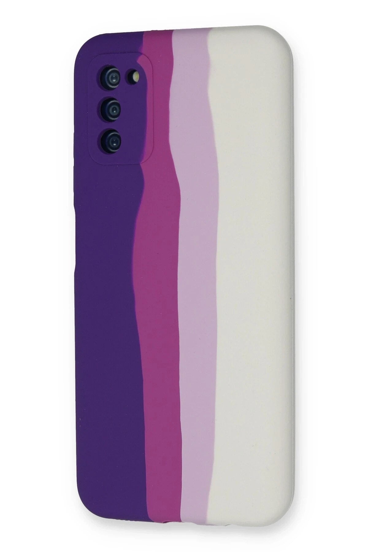 Mey İthalat® Samsung Galaxy A03S Kılıf Ebruli Lansman Silikon - Mor-Beyaz
