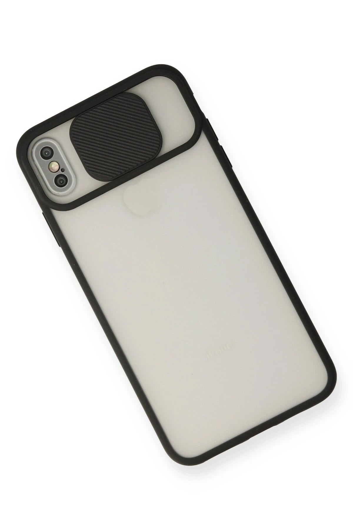 Mey İthalat® iPhone XS Max Kılıf Palm Buzlu Kamera Sürgülü Silikon - Siyah