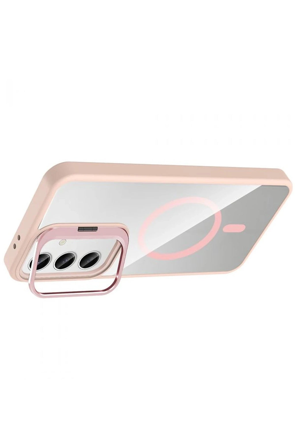 Mey İthalat® Samsung Galaxy S24 FE Remim Lensli Magsafe Standlı Kapak - Pembe