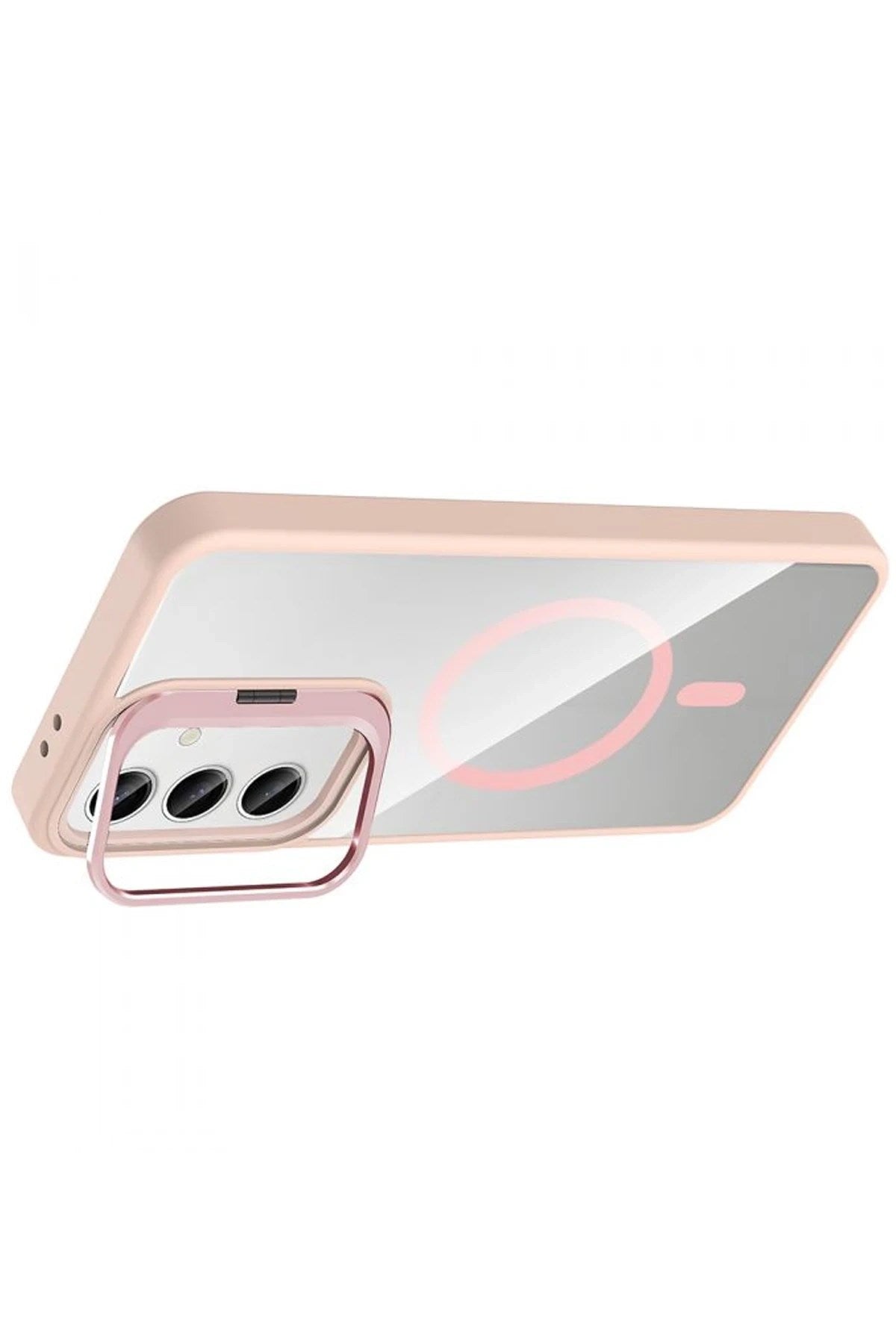 Mey İthalat® Samsung Galaxy S24 FE Remim Lensli Magsafe Standlı Kapak - Pembe