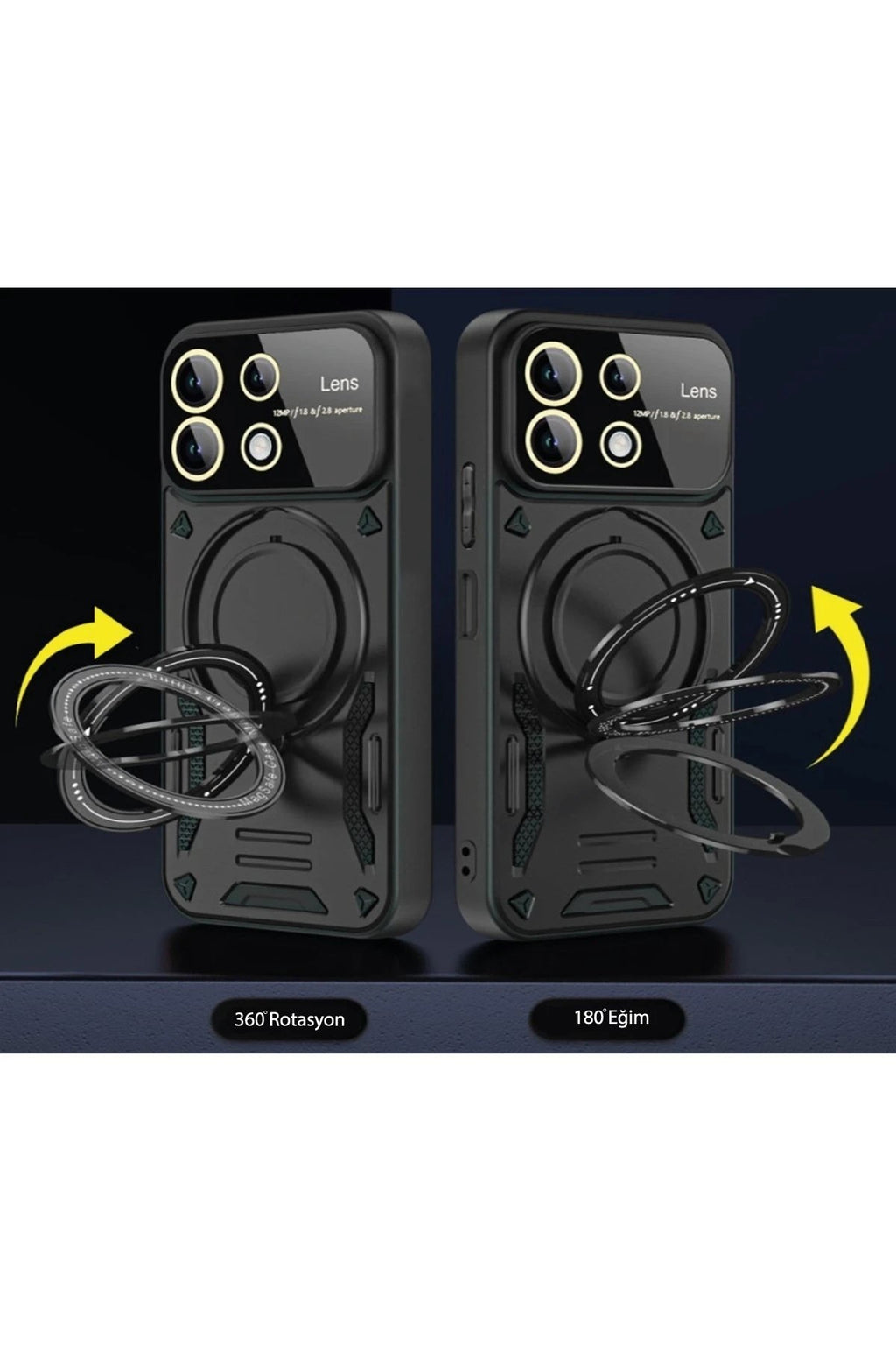 Mey İthalat® Redmi 13C Kılıf Joy Lens Standlı Kapak - Lacivert