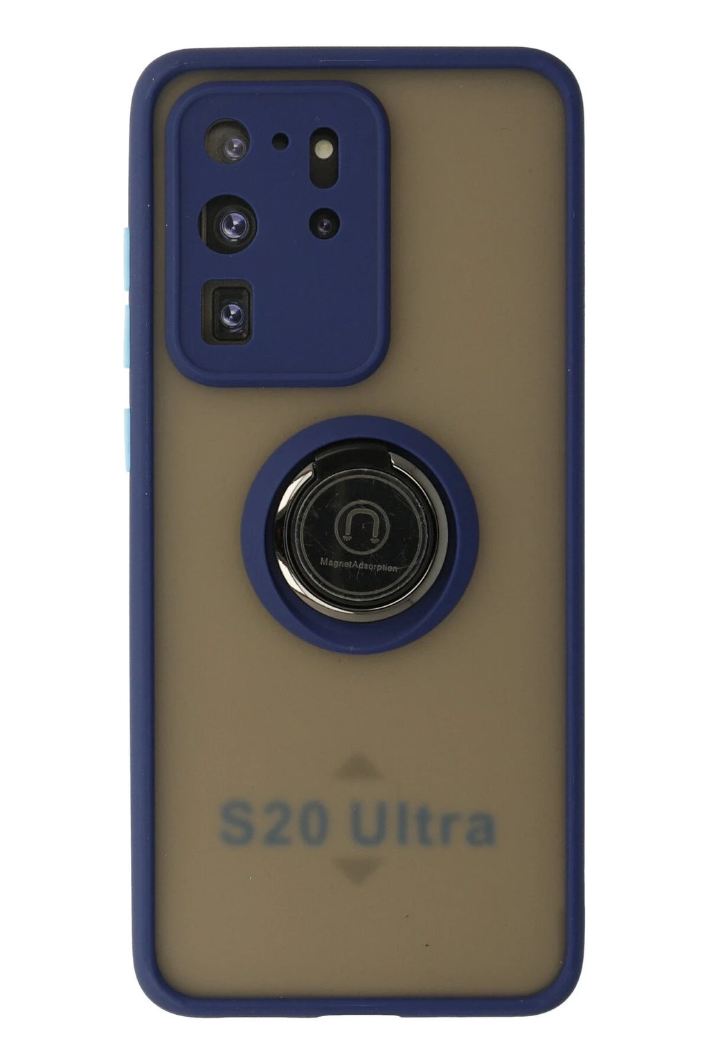 Mey İthalat® Samsung Galaxy S20 Ultra Kılıf Montreal Yüzüklü Silikon Kapak - Lacivert