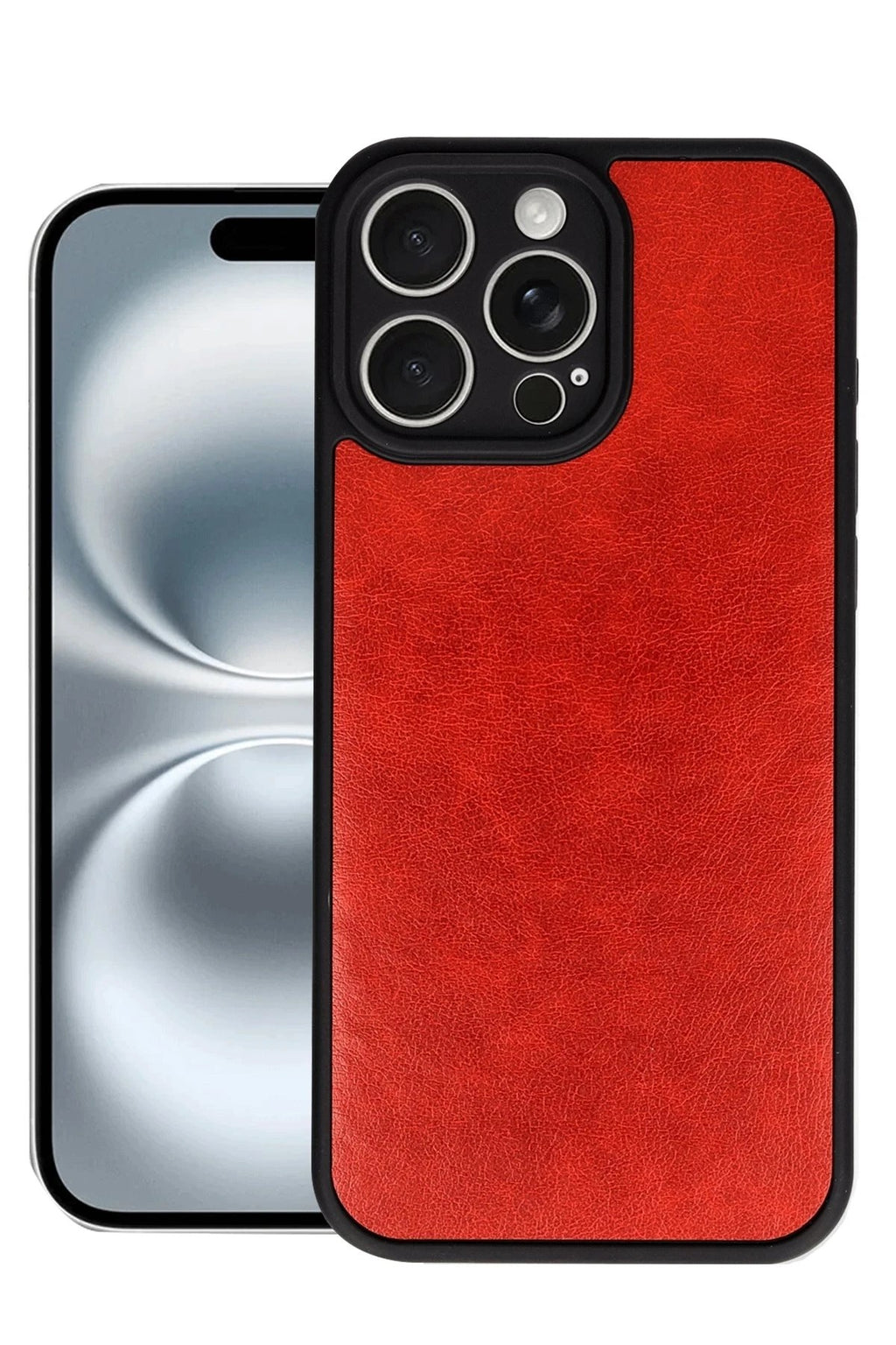 Mey İthalat® iPhone 16 Pro Kılıf Aras Deri Kapak - Kırmızı
