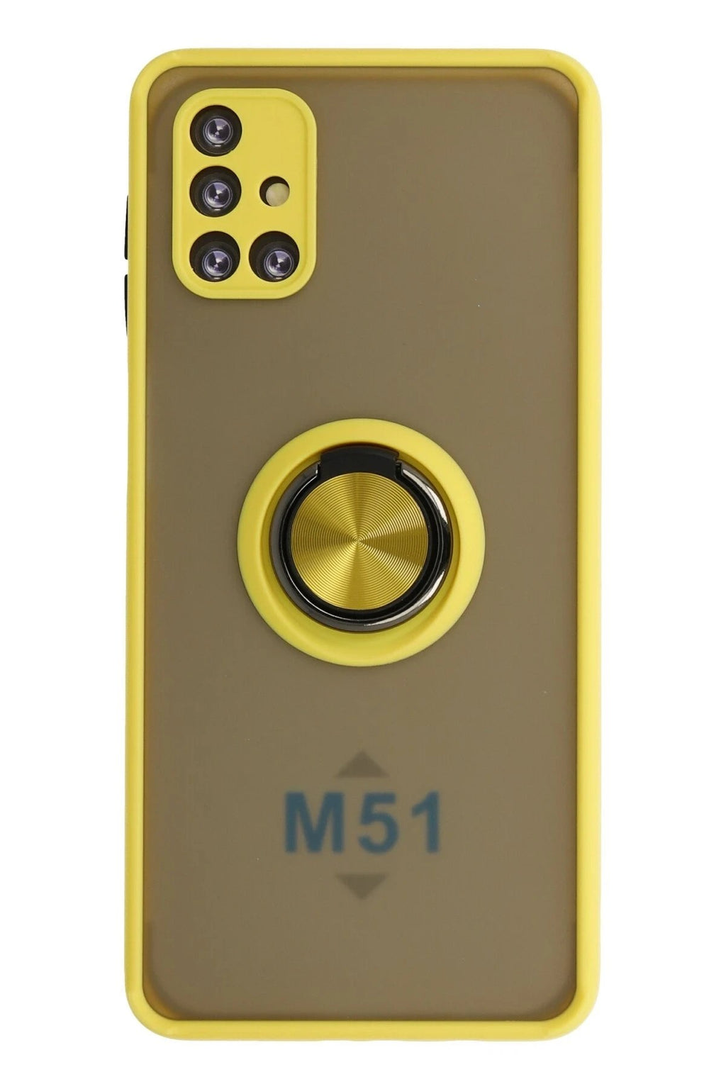 Mey İthalat® Samsung Galaxy M51 Kılıf Montreal Yüzüklü Silikon Kapak - Sarı
