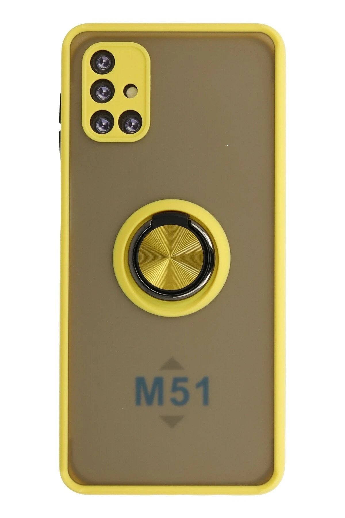Mey İthalat® Samsung Galaxy M51 Kılıf Montreal Yüzüklü Silikon Kapak - Sarı