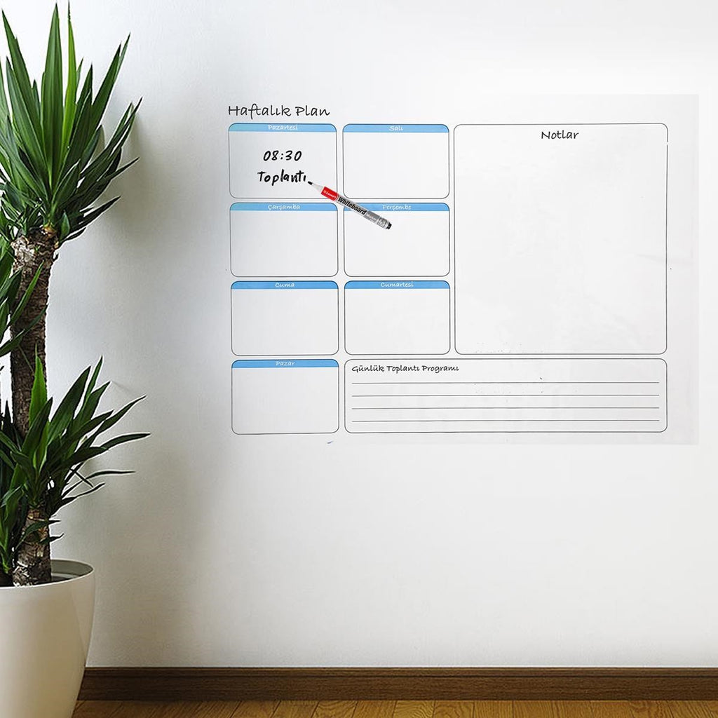 Haftalık Planlayıcı Manyetik Duvar Stickerı Takvim 56 cm x 70 cm