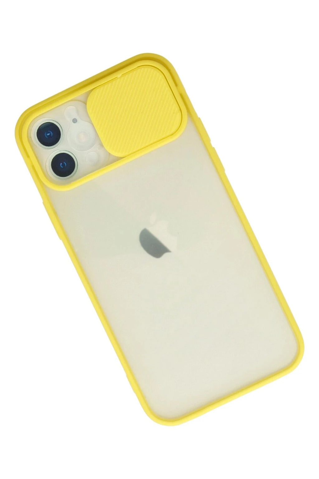 Mey İthalat® iPhone 12 Kılıf Palm Buzlu Kamera Sürgülü Silikon - Sarı