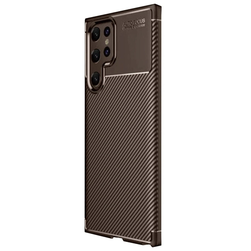 Mey İthalat® Samsung Galaxy S25 Ultra Kılıf Auto Focus Karbon Kapak - Kahverengi