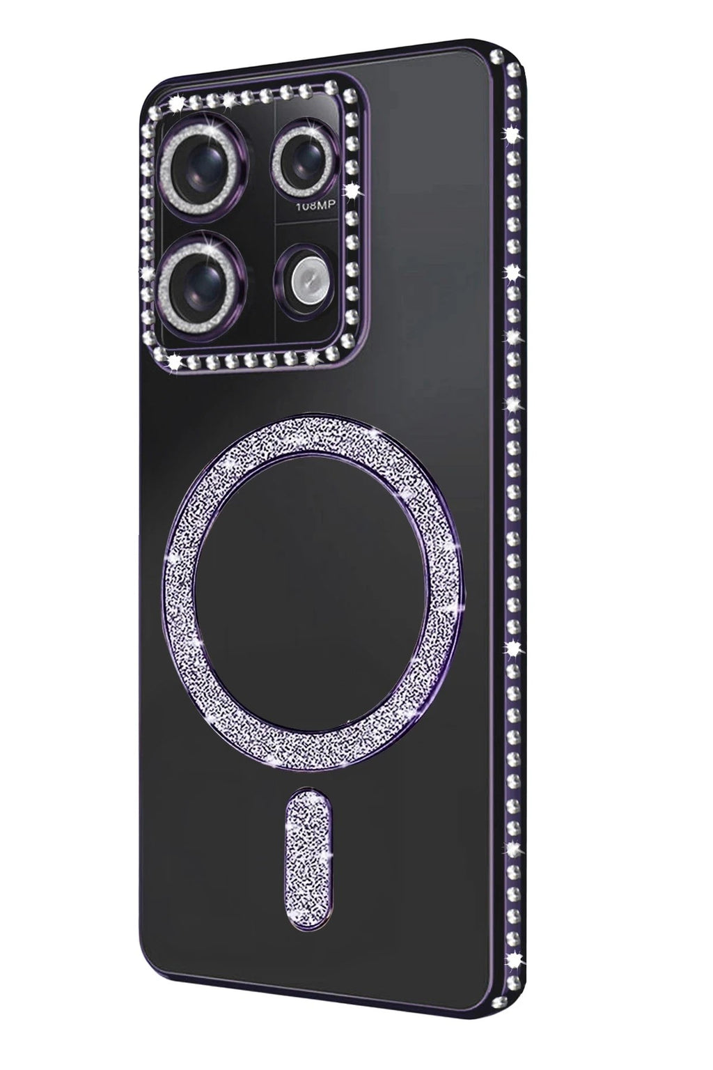 Mey İthalat® Redmi Note 13 Pro 4G Joke Simli Magneticsafe Kılıf - Derin Mor