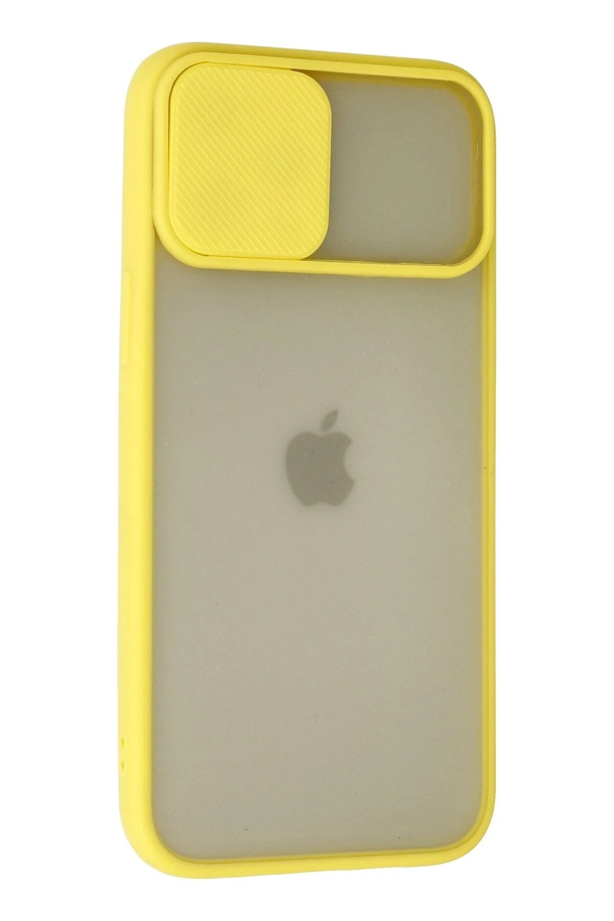 Mey İthalat® iPhone 12 Pro Max Kılıf Palm Buzlu Kamera Sürgülü Silikon - Sarı