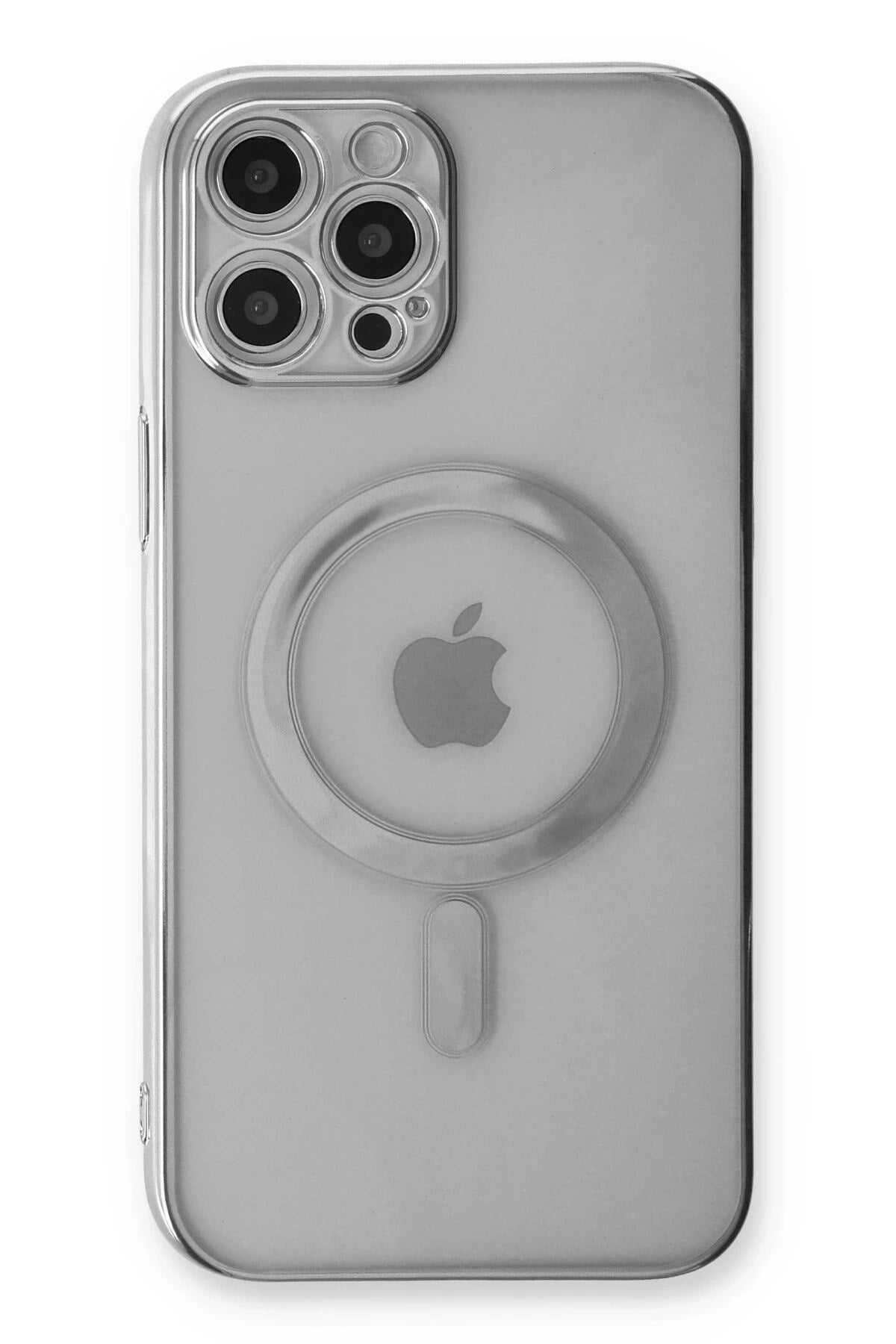 Mey İthalat® iPhone 12 Pro Kılıf Magneticsafe Lazer Silikon - Gümüş