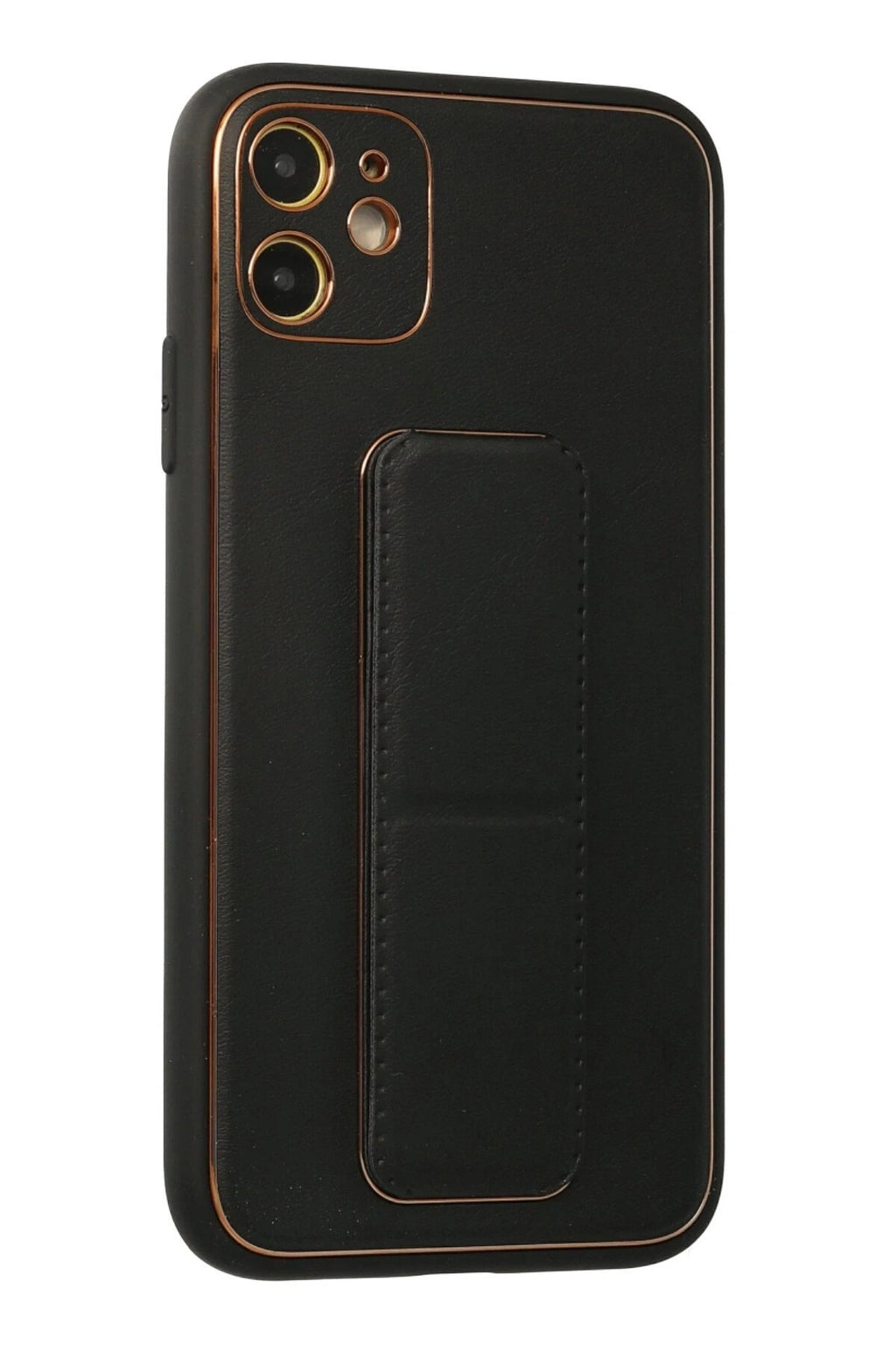Mey İthalat® iPhone 12 Kılıf Coco Deri Standlı Kapak - Siyah