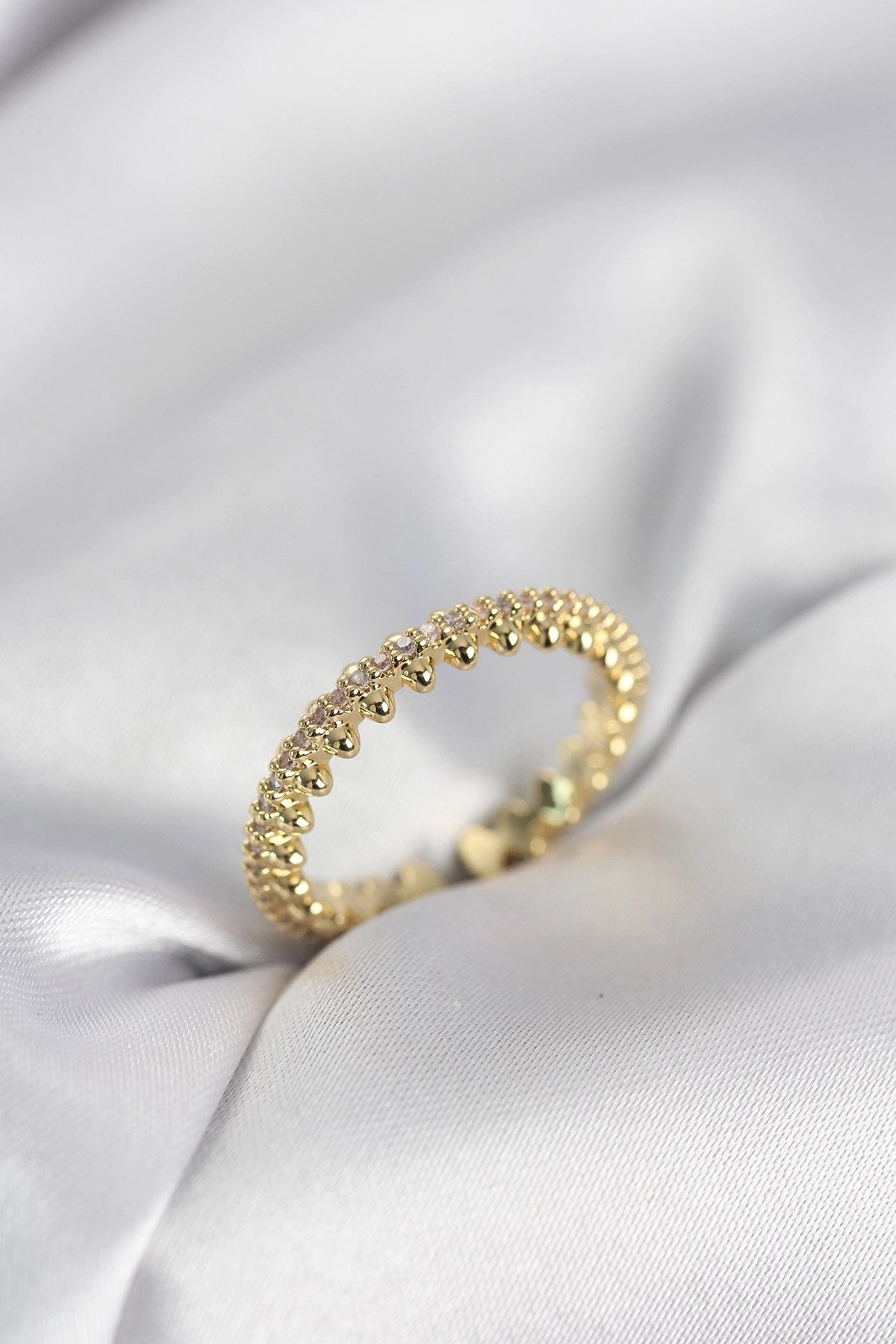 Mey İthalat® Gold Renk Sıralı Zirkon Taşlı Model Kadın Yüzük