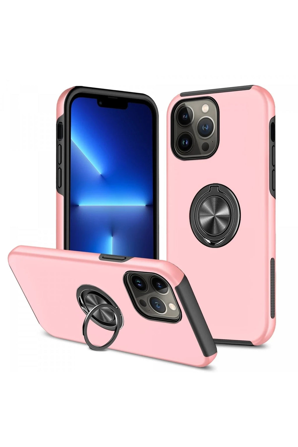Mey İthalat® iPhone 13 Pro Max Kılıf Elit Yüzüklü Kapak - Pembe