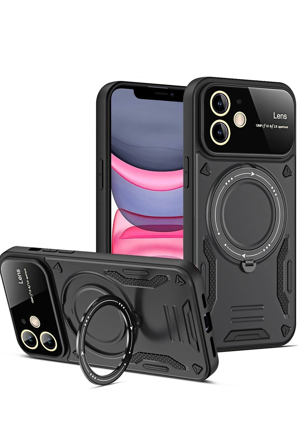 Mey İthalat® iPhone 11 Kılıf Joy Lens Standlı Kapak - Siyah