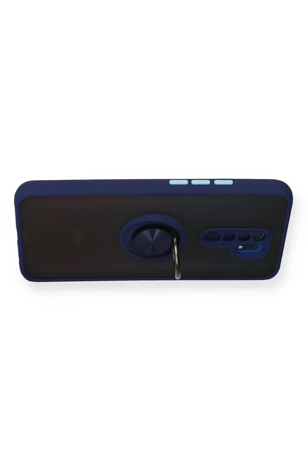 Mey İthalat® Redmi 9 Kılıf Montreal Yüzüklü Silikon Kapak - Lacivert