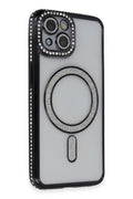 Mey İthalat® iPhone 14 Kılıf Joke Simli Magneticsafe Kılıf - Siyah