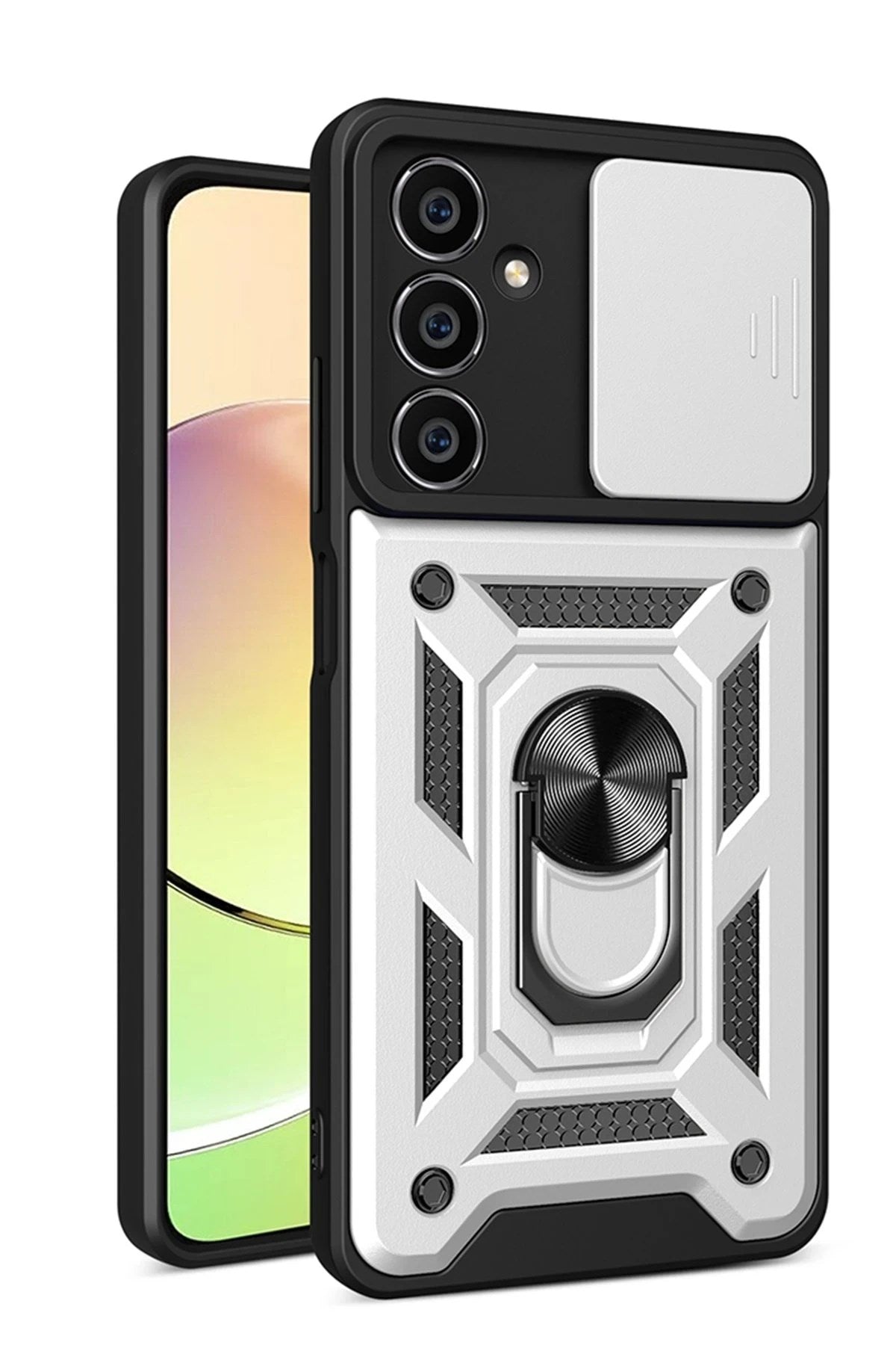 Mey İthalat® Samsung Galaxy A05 Kılıf Pars Lens Yüzüklü Silikon - Gümüş